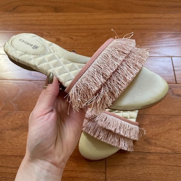 Birdies Fringe Slip On Open Toe Sandals Pink Size 6 - Picture 5 of 7